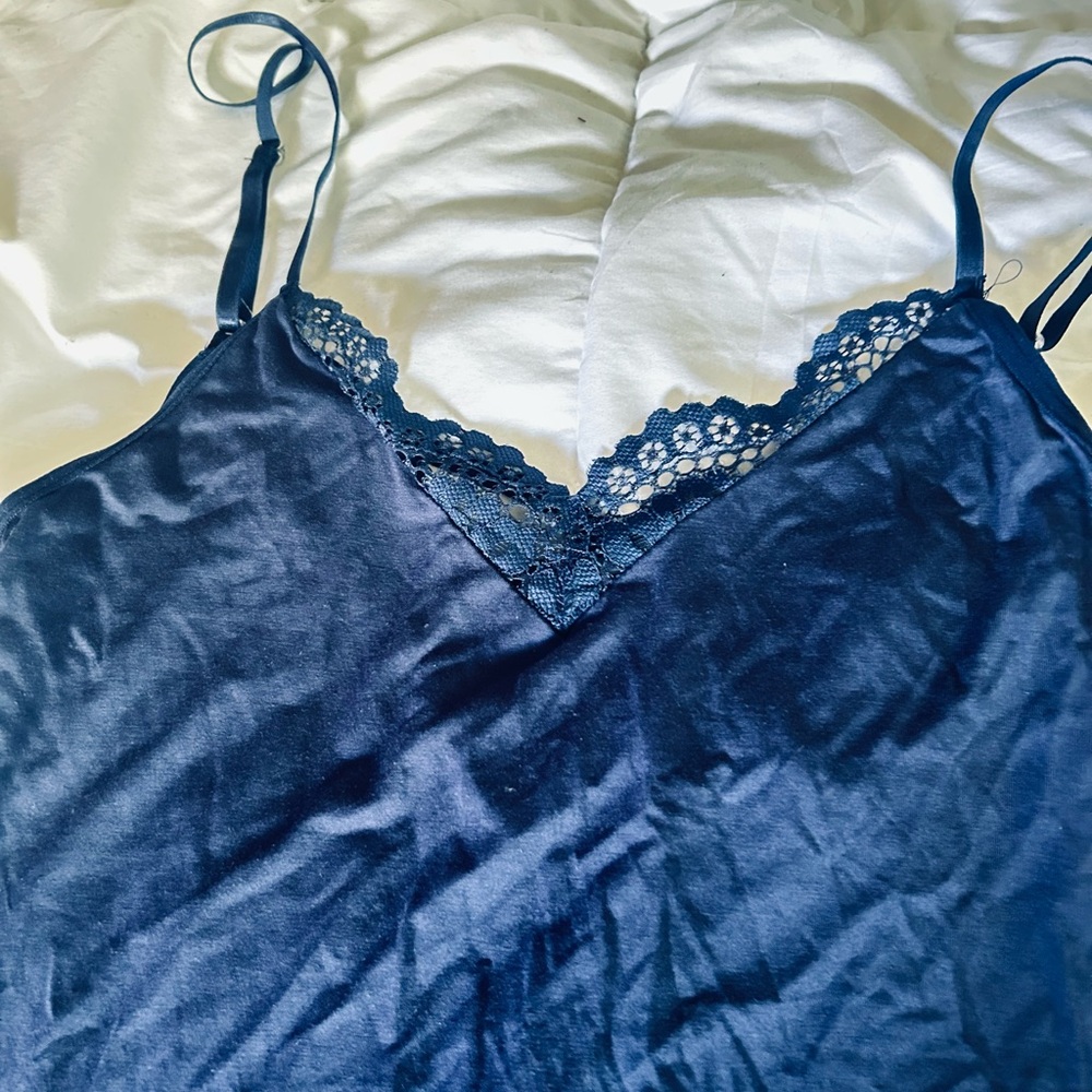 Navy Lace Trim Chemise